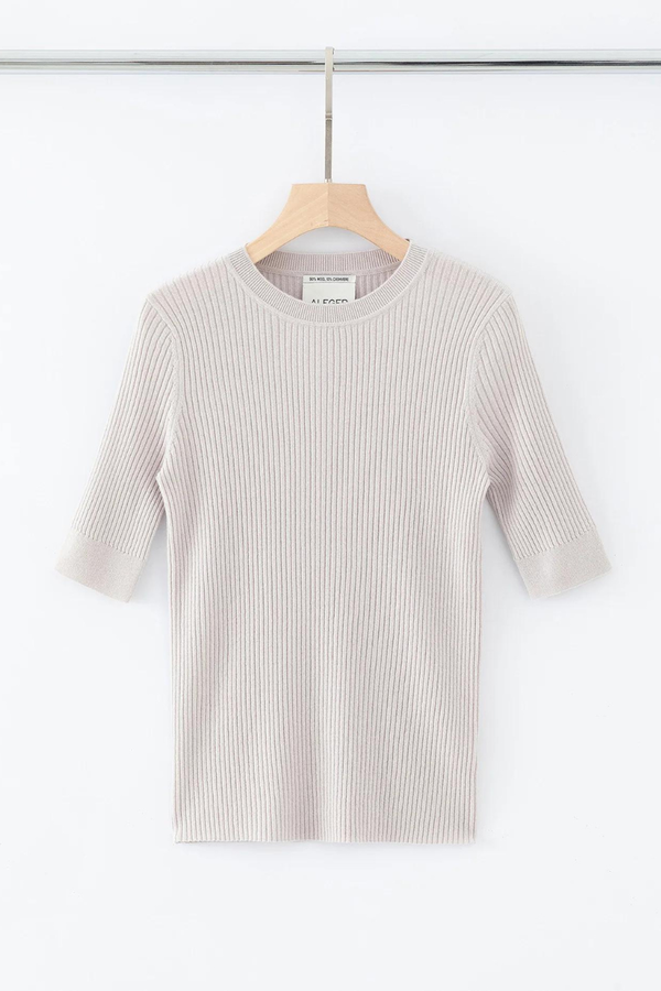 N.91 Skinny Rib S/S Crew  Chalk Dust