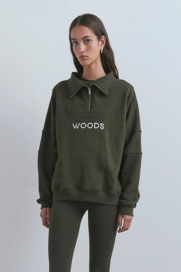 Woods Zip Sweater Dark Khaki