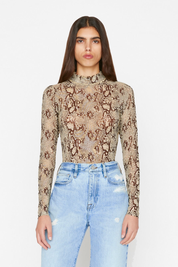 Mesh Mock Neck Long Sleeve Butter Multi