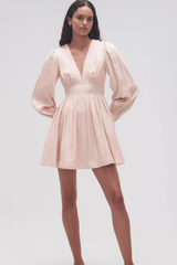 Amelia Plunge Mini Dress Blush Pink