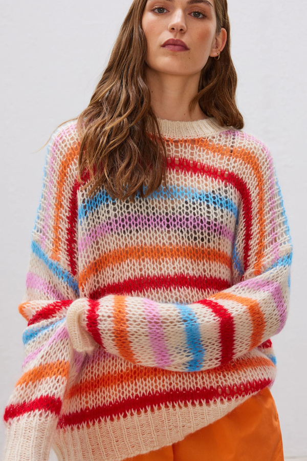 Nicci Lose Stripe Knit Ultra Pink/Ceramic