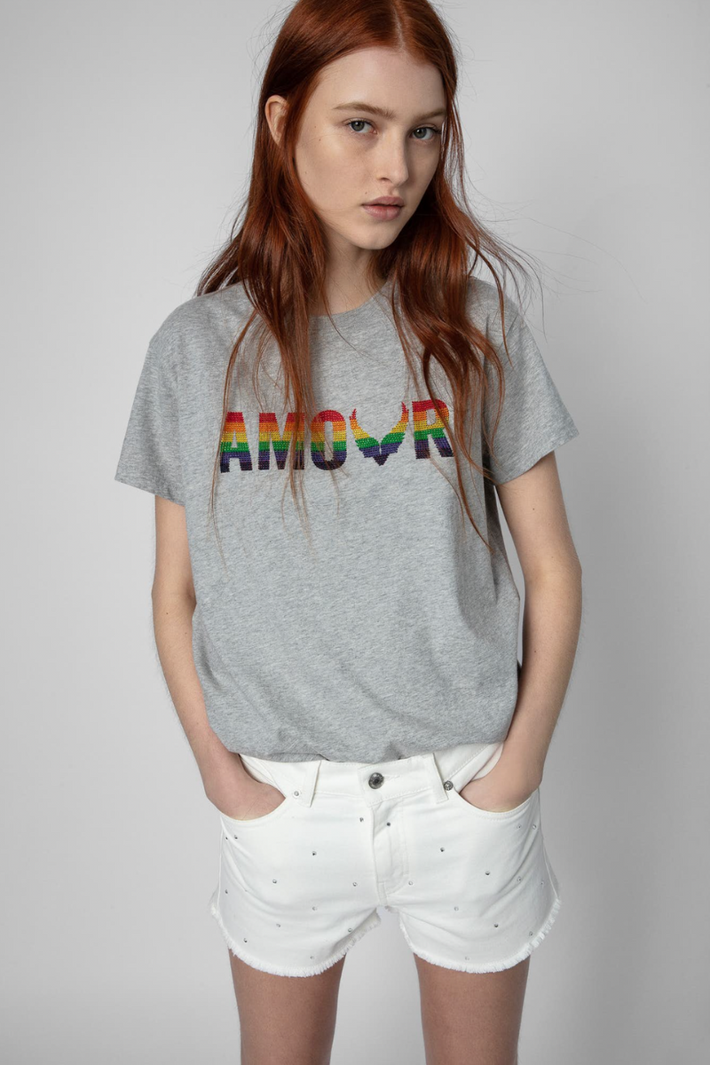 Zoe Amour Wings T-Shirt Grey