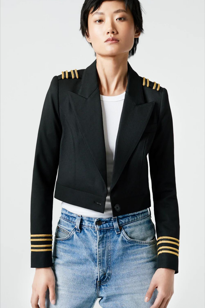 Two For One Military Blazer Black With Metalic