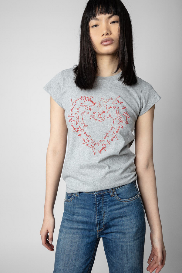 Skinny Heart T-shirt Gris