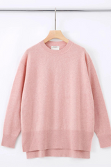 N.39 100% Cashmere High Low Hem Crew - Rose