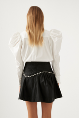 Florence Pearl Trim Mini Skirt Black