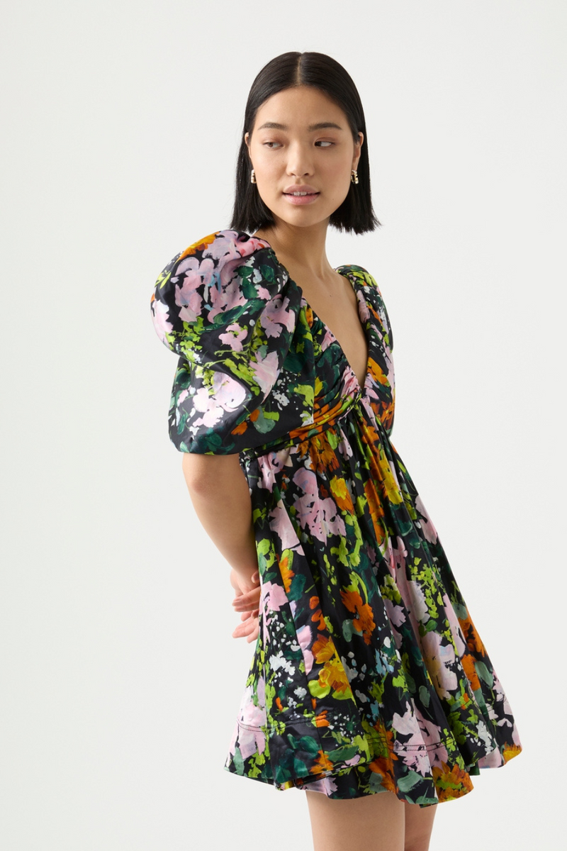 Gabrielle Plunge Mini Dress Midnight Floral