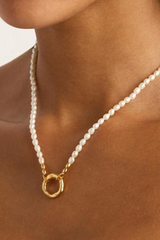 Horizon Annex Link Pearl Necklace Gold