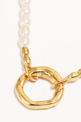 Horizon Annex Link Pearl Necklace Gold